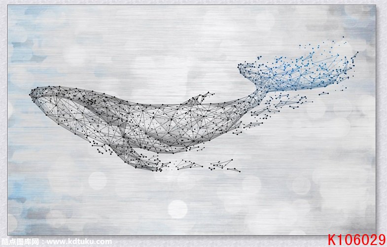 k106029-北欧欧式极简抽象线条海豚鲸鱼背景墙壁画