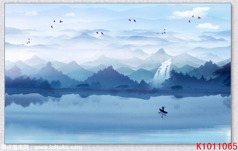 k1011065-新中式意境禅意水墨抽象山水背景墙壁画